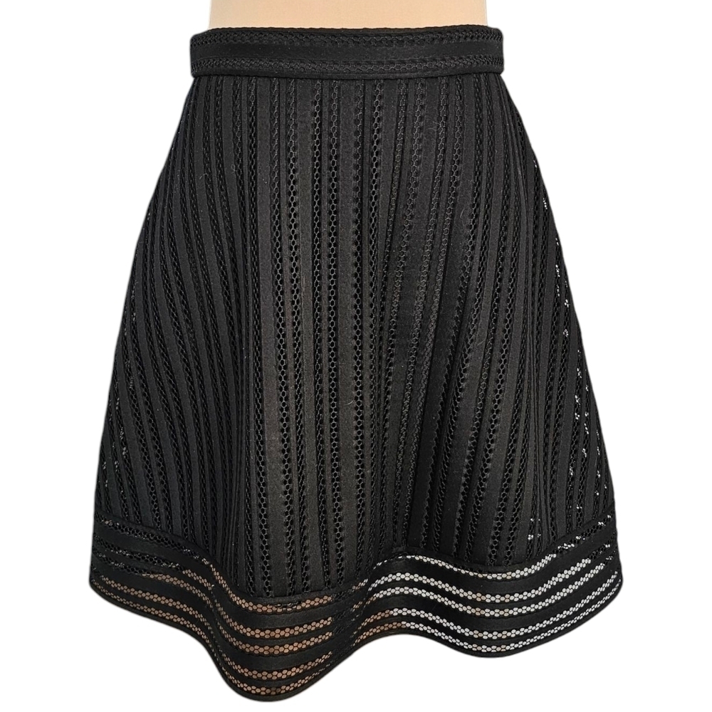 J. Crew Black Eyelet Flare Mini Skirt Sz 0